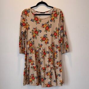 Sweet Claire Beige Floral Dress